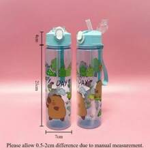 790ML Botol Air 水豚水瓶儿童吸管杯透明可爱水豚旅行学校饮水杯