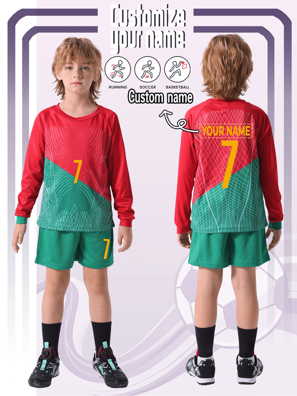 [Personalizado] Conjunto de 2 piezas de ropa deportiva casual de entrenamiento de secado rápido de manga larga, #7, apta para fútbol, entrenamiento, uso diario, nombre personalizado, multifunción, de secado rápido, ornamental, letra, elegante, ordenada, suave, moderna, colorida, linda, adorable, casual, personalizada, única, regalo para bebé, regalo ideal para él, regalo ideal para ella, hijo, hija