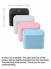 1 pieza Papelera de coche con tapa, disponible en 4 colores (negro, azul, blanco, rosa), mini papelera a prueba de fugas con tapa de apertura a presión, apta para coche, oficina, cocina, dormitorio, excelente como regalo para mujer