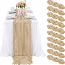 10PCS Toalha de mesa de gaze de queijo, Toalha de mesa de musselina boêmia, Caminho de mesa transparente transparente, Adequado para decoração de mesa de feriado, casamento, chá de bebê, festa de aniversário, mesa de bolo e peça central