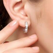 1 Pair Elegant Women's Earrings, Fashion Simple Rhinestone Hoop Earrings, Suitable For Daily Casual Accessories, Jewelry Gift