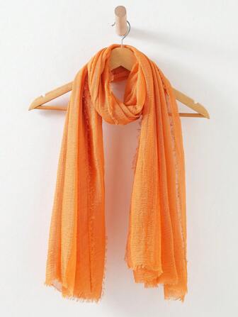 1 件休闲纯色流苏羊毛围巾