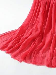 1pc Casual Solid Color Detachable Fringed Plush Scarf - Hot Pink - View 3