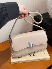 Effen kleur modieuze PU vierkante oksel tas, schoudertas casual veelzijdige minimalistische crossbody tas, lichtgewicht zakelijke vrouwen handtas met klep, geschikt voor meisjes, dames, studenten, kantoorpersoneel, zakelijke gelegenheden