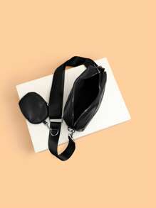Bolsa de ombro diagonal masculina, duas peças, mini bolsa de ombro pequena, carteira para moedas, bolsa transversal masculina, bolsa quadrada, mini com porta-moedas, à prova d'água com alça ajustável, itens essenciais para viagem, bolsa de verão, mini bolsa, itens essenciais para estudantes, bolsa lateral masculina