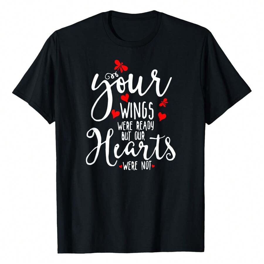 Your Wings Are Ready But Our Heart Were Not Mom, Dad Shirt Women's Plus Size Graphic Tee - Black - View 1
