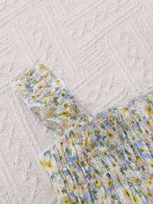 女婴雏菊印花凉爽连衣裙和帽子套装，夏季（非美国网站）