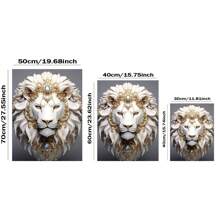 1pc, Animals Posters, White Lion Wall Arts, Golden Luxury Jewelry And Lions Decorative Painting, For Porch, Living Room, Office, Kitchen, Home Wall Decor, Gifts For Friends, No Frame Birthday Graduation