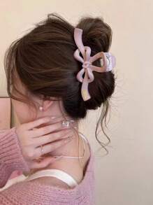 1 件蝴蝶结发夹，高品质大号发夹，适合浓密头发，秋冬发夹发夹发夹发夹发夹，爪夹秋季发饰，适合女士度假装扮 - 粉色 - 查看 11