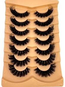 7 Pairs False Eyelashes Cat Eye Lashes Faux Mink Lashes Natural Look Fluffy Volumized Eyelashes Extension Natural Full Dramatic Messy False Eyelashes Travel Essentials Makeup Tools