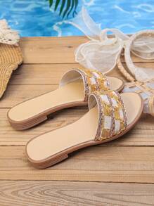 1 Pair Glitter Summer Girls Flat Anti-Slip Fashion Sandals
