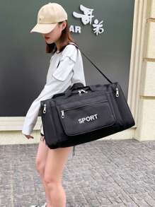 旅行健身包 防水短途旅行包 便携式运动健身包 瑜伽训练包 大容量手提包 手提袋 旅行包，可折叠大容量便携旅行包 - 黑色 - 查看 5