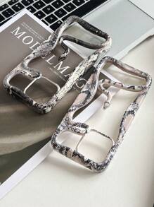 Modischer neuer Champagnerfarbe hochwertiger Spray-Öl 3D kreativer interessanter Cut Out belüfteter Schlangen Design Handyhülle kompatibel mit iPhone 16 Pro Max, 15 Apple stoßfeste Schutzhülle - Verschiedenfarbig - Übersicht 2