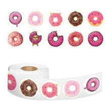 500 Piezas Pegatinas de Donuts Lindas Rollo Pegatinas Vinilo Estética para Scrapbooking, Diario, Parachoques, Monopatín, Botella de Agua, Dibujos Animados, Casco, Coche