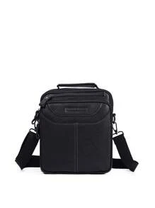 休闲旅行包真皮斜挎包周末包单肩包正品都市风格复古时尚适合旅行商务旅行健身度假 - 黑色 - 查看 1