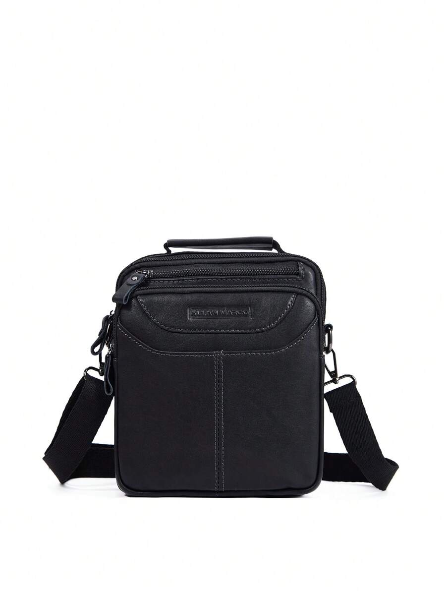 休闲旅行包真皮斜挎包周末包单肩包正品都市风格复古时尚适合旅行商务旅行健身度假 - 黑色 - 查看 1