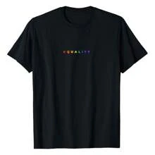 Rainbow Equality Subtle Pride Month LGBT Gay Rights Flag T-Shirt Women's Plus Size Graphic Tee - 黑色 - 查看 1