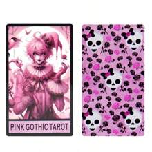 Pink Gothic Theme 10.3*6cm Tarot Card Set, 78pc English Edition, Paper Materials, Divination And Prediction, Spiritual Journey And Destiny Exploration, With Art Gothic Style, Suitable For 14 Years Old+, The Best Choice For Party Party Games And Holiday Gifts