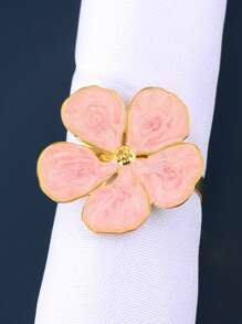 Juego de 4/6 Anillos para servilletas con flores, Portaservilletas para eventos de boda, Anillos para servilletas con flores de 5 pétalos frescos para decoración de mesa