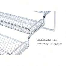 Organizador de estantería de 4 niveles para especias, estantería escalonada para almacenamiento de especias en el mostrador, para gabinete de cocina, alacena, metal, cromo - Plateado - Ver 2