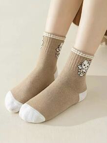 Sanrio 5 Pairs Sanrio Cute Kitty & Bow Design Mid-Calf Socks, All Season Wear