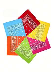 12 pièces/6 pièces/1 pièce Bandana classique à imprimé cachemire, foulard carré vintage en polyester, fichu, convient pour le printemps, l'été, l'automne et l'hiver