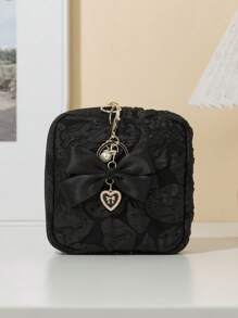 1x Cute Bow Pearl Bag Pendant + Lace Embroidery Square Bag, Bag Accessory Faux Pearl Keychain, Cute Faux Pearl Beaded Bracelet Keychain, Retro Charm Wallet Bag Backpack Car Charm For Women And Girls, Ribbon Pearl Pendant Suitable As A Gift For Friends And Relatives - Multicolor - View 13