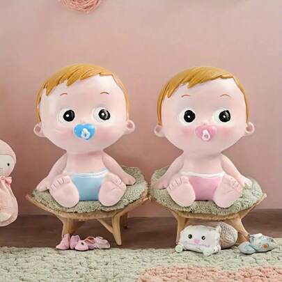 婴儿配饰，带有生动可爱的迷你婴儿版本，可用于家居装饰、桌面和汽车 - 非常适合婴儿洗礼、婴儿主题派对