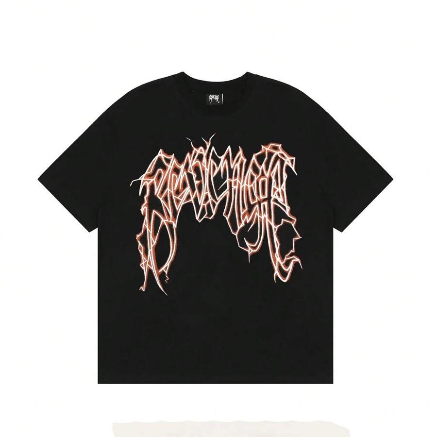 2024 Fashion Dark High Street Y Revenge Thunder Lightning Logo Lightning Short Sved T-Shirt For Men Graphic T Shirts - màu đen - Xem 1