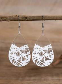 1 Pair Boho Style Transparent Acrylic Rectangular Water Drop Butterfly Print Fashionable Unique Earrings For Women - Various - View 3