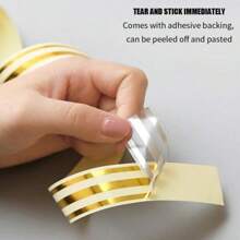 1 Roll Golden Ceramic Tile Stitching Sticker, Self Adhesive Tile Sticker, Wall Gap Sealing Tape Strip, Floor Tile Beauty Seam Sticker, Home Decorative Decals, Home Improvement Tools Gifts Birthday Graduation Room Decor Wall Decor Bathroom Decor Bedroom Decor Room Decoration Stuff Living Room Decor House Decor Home Decor Living Room Wall Art Wall Paper Stickers - Multicolor - View 3