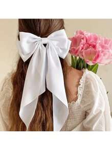 1pc Satin Bow Silk Hair Clip, Everyday Wear Hairpiece