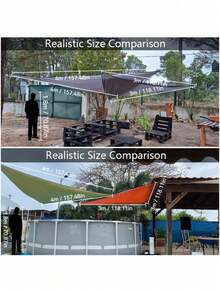 مظلة مثلثة للخارج، شريحة تظليل للشمس لشرفة/شرفة، مظلة شمس مطوية مطلية بالفضة، مناسبة للأحداث الخارجية/الحديقة/الممر/الفناء/الشرفة - مثلث - مشاهدة 8