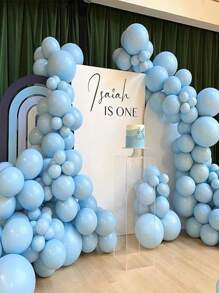 25/50个淡蓝色乳胶派对气球 - 12英寸圆形氦气球，浅蓝色/婴儿蓝气球，适用于婚礼、婴儿派对、性别揭晓派对、生日派对装饰 - 藍色 - 查看 3