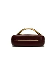 Bolso de mano tipo caja redonda clásico, bolso pequeño con asa y cadena de metal vintage, bolso de hombro - Burdeos - Ver 9