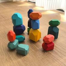 Wooden Sorting Stacking Stones, Sensory Toys For Toddlers, Montessori Learning Toys, Building Blocks Game, Suitable Birthday Gift For 3-6 Years Old Boys And Girls - Xếp đá - Xem 8