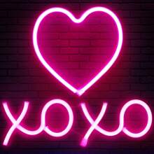 1 tấm biển hiệu đèn neon tình yêu, đèn neon hình trái tim tình yêu XOXO Rose, dùng pin hoặc USB, trang trí để bàn hoặc treo tường, kích thước 13,5 x 5,11 inch (34,5 x 13 cm) - trắng - Xem 34