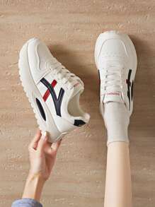 New Fashion Versatile Sports Shoes For Women, Cute Elegant Luxurious Personalized Retro Vacation Style Casual Sports Shoes, Outdoor Hiking Running Sports Personalized Versatile Sports Shoes, Anti-Slip Lightweight Comfortable Breathable Fashion Sports Casual Minimalist Versatile Women Shoes, Cool Quality Fashion Sports Shoes, Graceful Lightweight Modify Foot Shape Comfortable Sports Casual Women Shoes - Beige - View 3