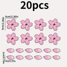 20pcs/Set Japanese Cherry Blossom Stickers, Suitable For Covering Scratches On Vehicle Body, Bicycle/Motorcycle Helmet, Waterproof And Sunproof Decorative Decals For DIY - one-size - View 10
