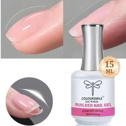 COLOURSMILE Sơn gel tăng cường trong suốt 15ml, dùng để làm chắc khỏe, kéo dài móng và làm lớp nền, dạng chai, có thể tẩy rửa, thích hợp cho nối móng UV/LED.
