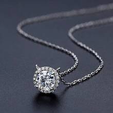 Moissanite Necklaces For Women, 1-3 CT Solitaire Pendant 925 Mother's Day Wedding Gifts For Her2025 - 圓形光環-1CT - 查看 9