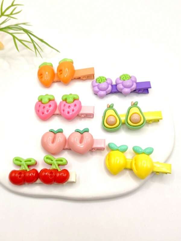 New Arrival Popular Resin Fruit Hairpin Cute Side Clip Bangs Clip Alligator Clip Fruit Lemon Casual Cute Elegant ABS Plastic Hairpin Clip, Suitable For Autumn, Winter, Summer, Spring
