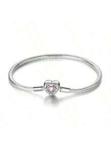 Exquisite Original DIY Accessories Sterling Silver Heart Stone Snake Bone Basic Chain