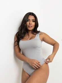 Kit 3 Body Bory Bori Women's Jumpsuit Square Neck Tank Top Thick Strap Winter Colors Suplex Double Layer Basic Travel Party Gift Beach Immediate Shipping Black Beige Brown Gray - M/N/灰色 - 查看 3