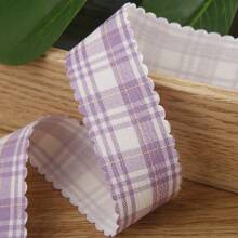 蕾丝格子丝带，烘焙礼盒鲜花包装蝴蝶结DIY发饰锯齿状涤纶格子图案织带