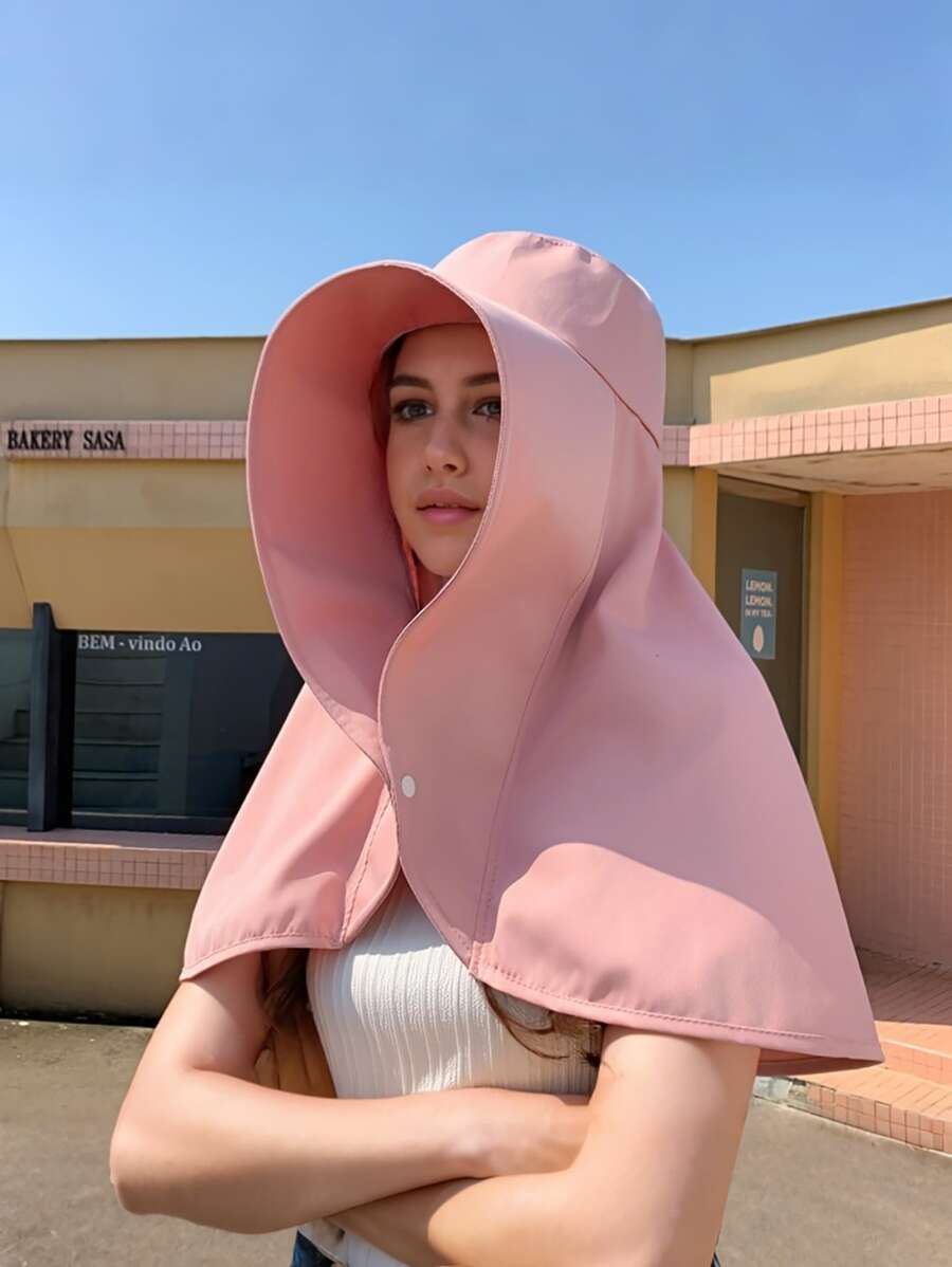 Damen Oversized Sonnenhut UPF 50+ mit breiter Krempe - atmungsaktiv & leicht, wasserbeständiges Polyester, faltbarer Reisehut für Wandern/Strand/Stadt, Gesichts-, Nacken- und Ohrschutz (Schwarz/Beige) - Verschiedenfarbig - Übersicht 1