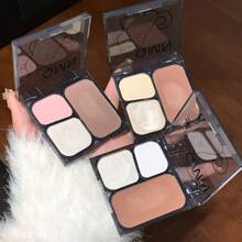 QMN Paleta de contorno del cielo nocturno, 3 colores de polvos naturales para esculpir y contornear, resistente al agua y al sudor, ligero y de larga duración, iluminador mate y brillante, realza la lisura facial, da forma a los contornos faciales