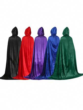 1pc Halloween Hooded Cloak Cape, 120cm/150cm/170cm/195cm/215cm, Single Layer Cosplay Costume For Adult Witch, Vampire, Wizard, Devil, Suitable For Halloween, Masquerade, Party, Night Club