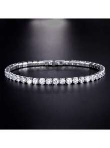 Pulsera de una de 4mm con cristales Rhinestone, joyería minimalista y de alta moda para mujeres con circonita cúbica
