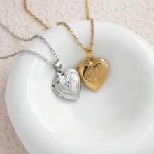 定制照片个性化小吊坠项链，心形吊坠项链，纪念首饰，伴娘礼物，圣诞礼物，送给她的礼物，返校礼物，学校礼物，送给老师的礼物，送给同事的礼物，宿舍装饰礼物，男女皆宜，青少年适用，中性款，休闲，定制，送给她的理想礼物，男友，女友，家人，朋友，定制婚礼配饰，复古服饰 - 彩色 - 查看 2